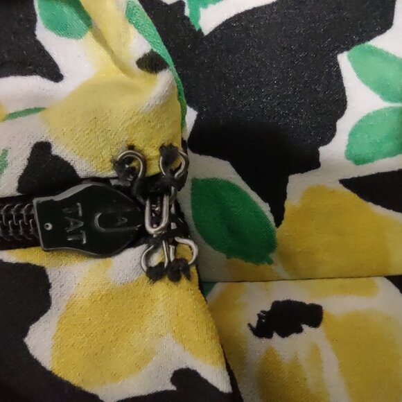 ANN TAYLOR BOLD YELLOW GREEN WATERCOLOR FLORAL PRINT ON BLACK MAXI DRESS SIZE 14 - Picture 8 of 12